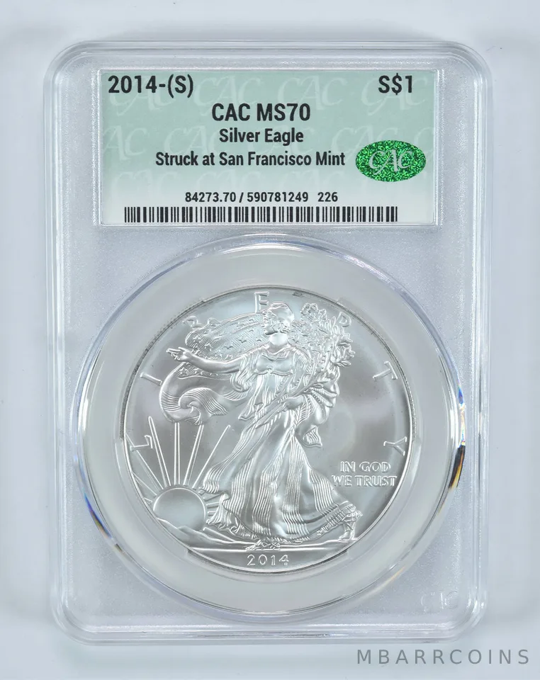 2014-(S) American Silver Eagle Struck At San Francisco MS70 CAC CACg