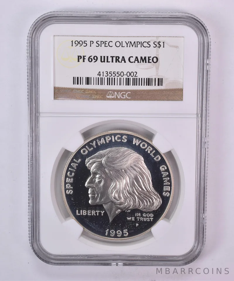 1995-P Special Olympics Commemorative Silver Dollar PF69 UCAM NGC Brwn Lbl