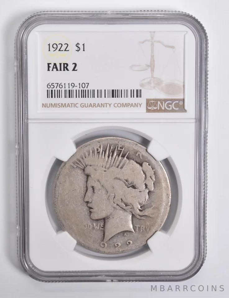 FAIR 2 1922 Peace Silver Dollar NGC Lowball Low Ball a4549