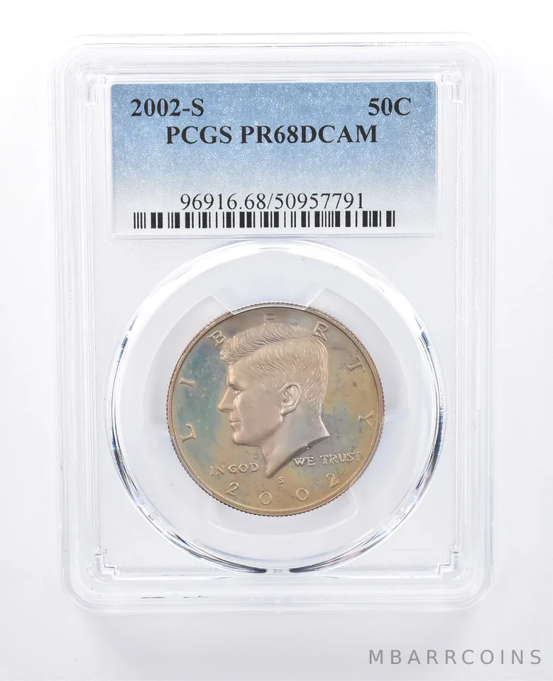 2002-S Kennedy Half Dollar PR68 DCAM PCGS Beautiful Tone *7998