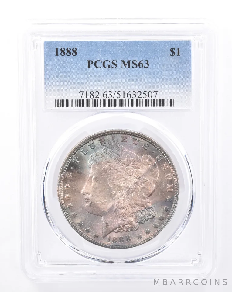 1888 Morgan Silver Dollar MS63 PCGS Beautiful Tone *9439