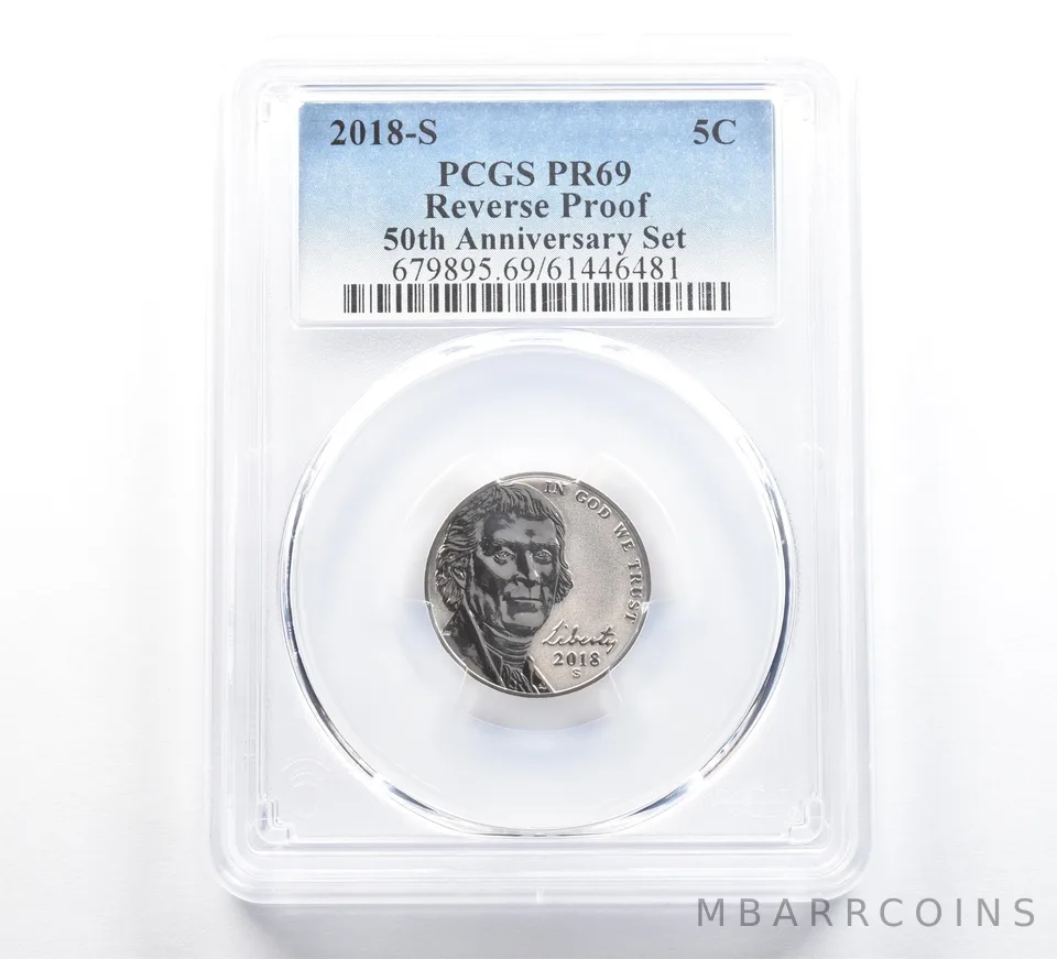 2018-S Jefferson Nickel 50th Anniversary Set Reverse PR69 PCGS