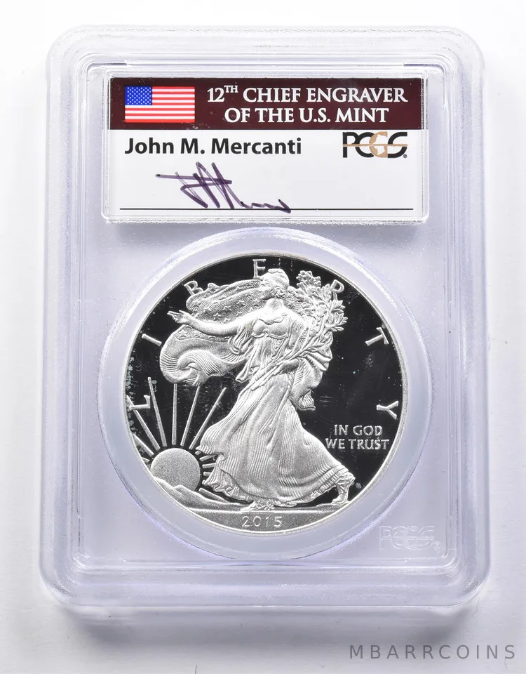 PR70DCAM 2015-W American Silver Eagle Washington DC Mercanti Signed PCGS a8732