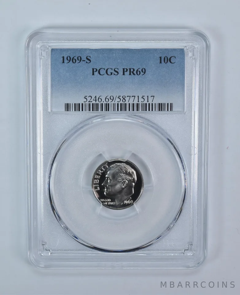 1969-S Roosevelt Dime PR69 PCGS Blue Label
