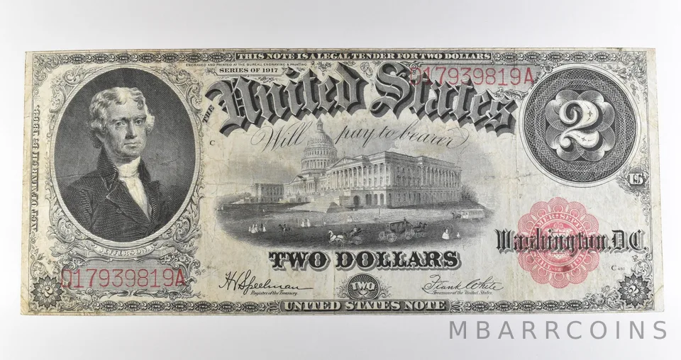 1917 $2 Legal Tender Large Note Red Seal *3569