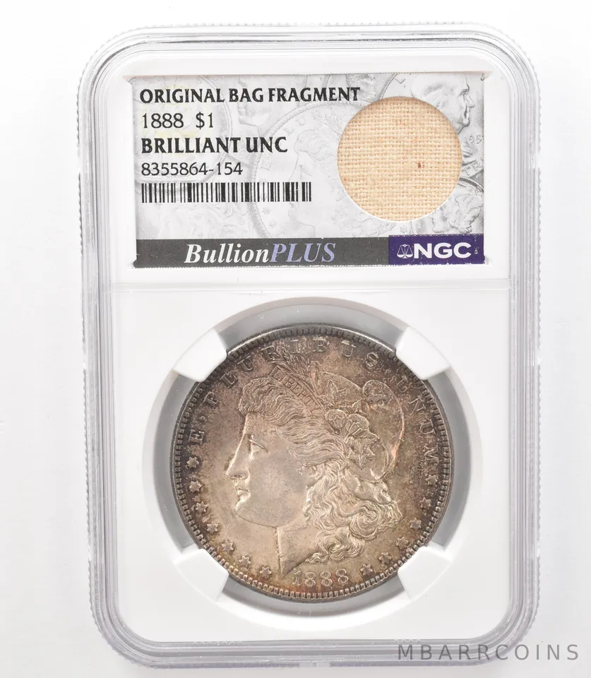 1888 Morgan Silver Dollar Original Bag Fragment BU NGC Beautiful Tone *3179