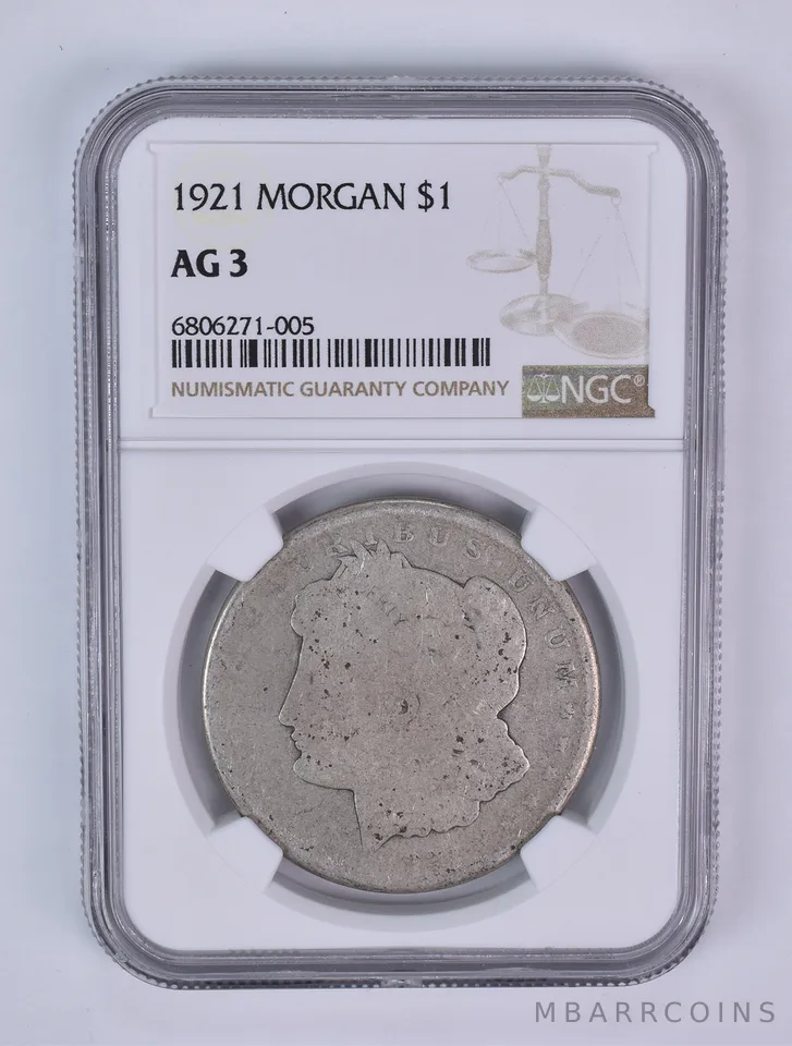1921 Morgan Silver Dollar AG3 NGC Lowball