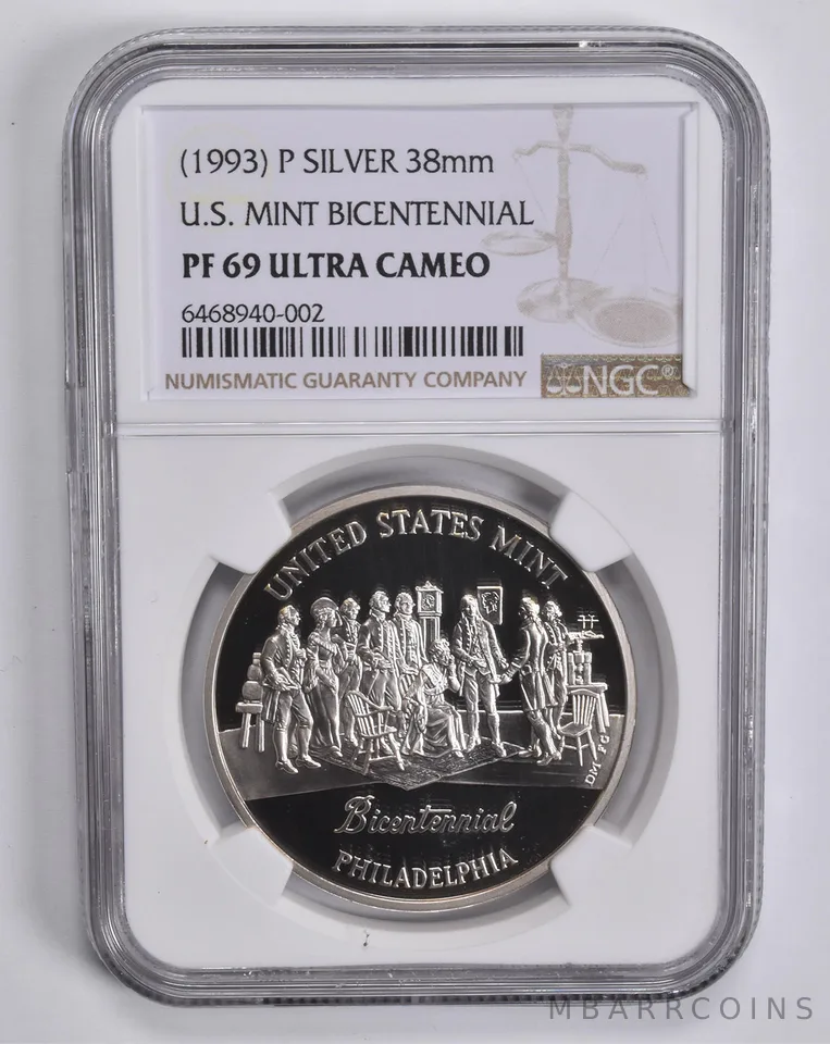PF69 UCAM (1993)-P U.S. Mint Bicentennial Silver Medal 38mm NGC a5586