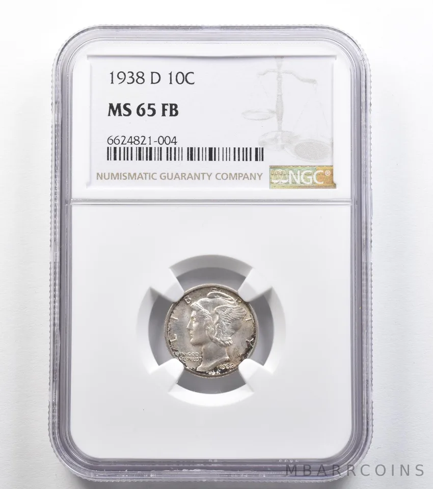 1938-D Mercury Dime MS65 FB NGC *9594