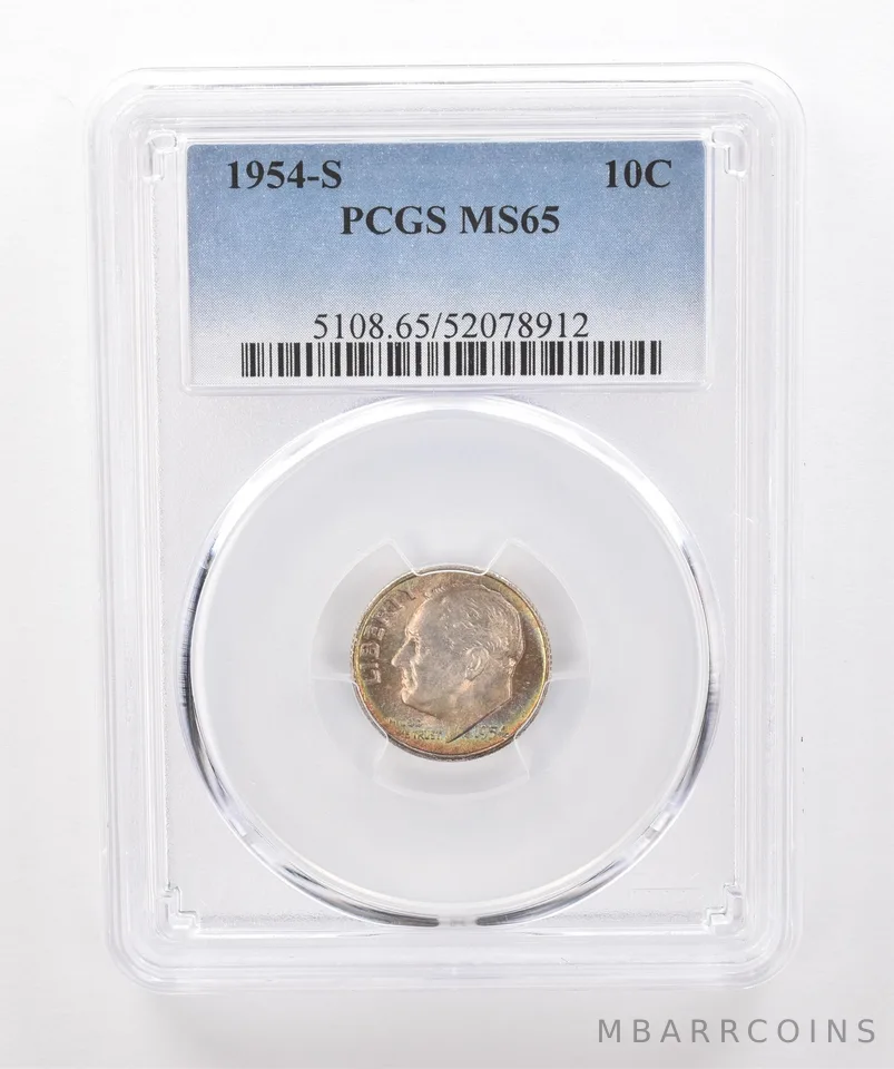 1954-S Roosevelt Dime MS65 PCGS Beautiful Tone *1859