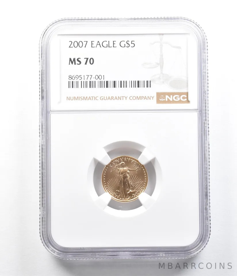 2007 $5 American Gold Eagle 1/10 Oz Gold MS70 NGC