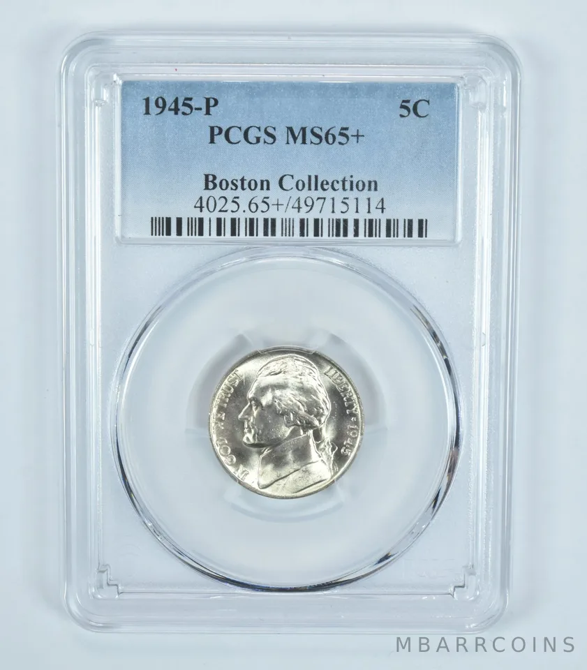 1945-P Jefferson Nickel Boston Collection MS65+ PCGS Blue Label