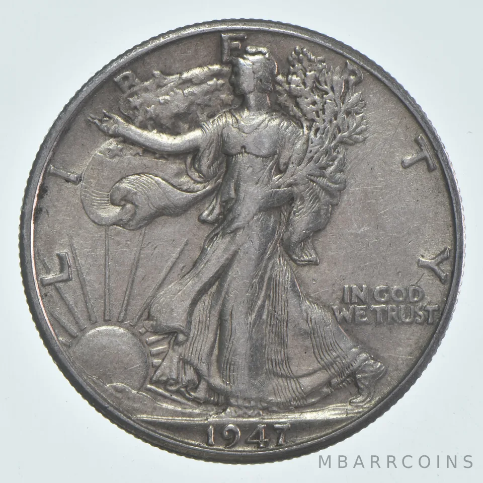 AU 1947-D Walking Liberty Half Dollar Almost Unc 90% Silver (1pc)
