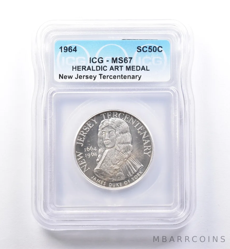 1964 So Called Half Dollar New Jersey Tercentenary MS67 ICG *8429