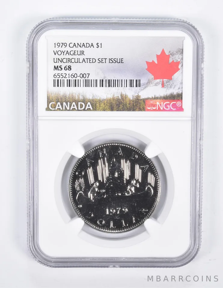 1979 Canada $1 Dollar Voyageur Unc Set Issue MS68 NGC Canada Lbl