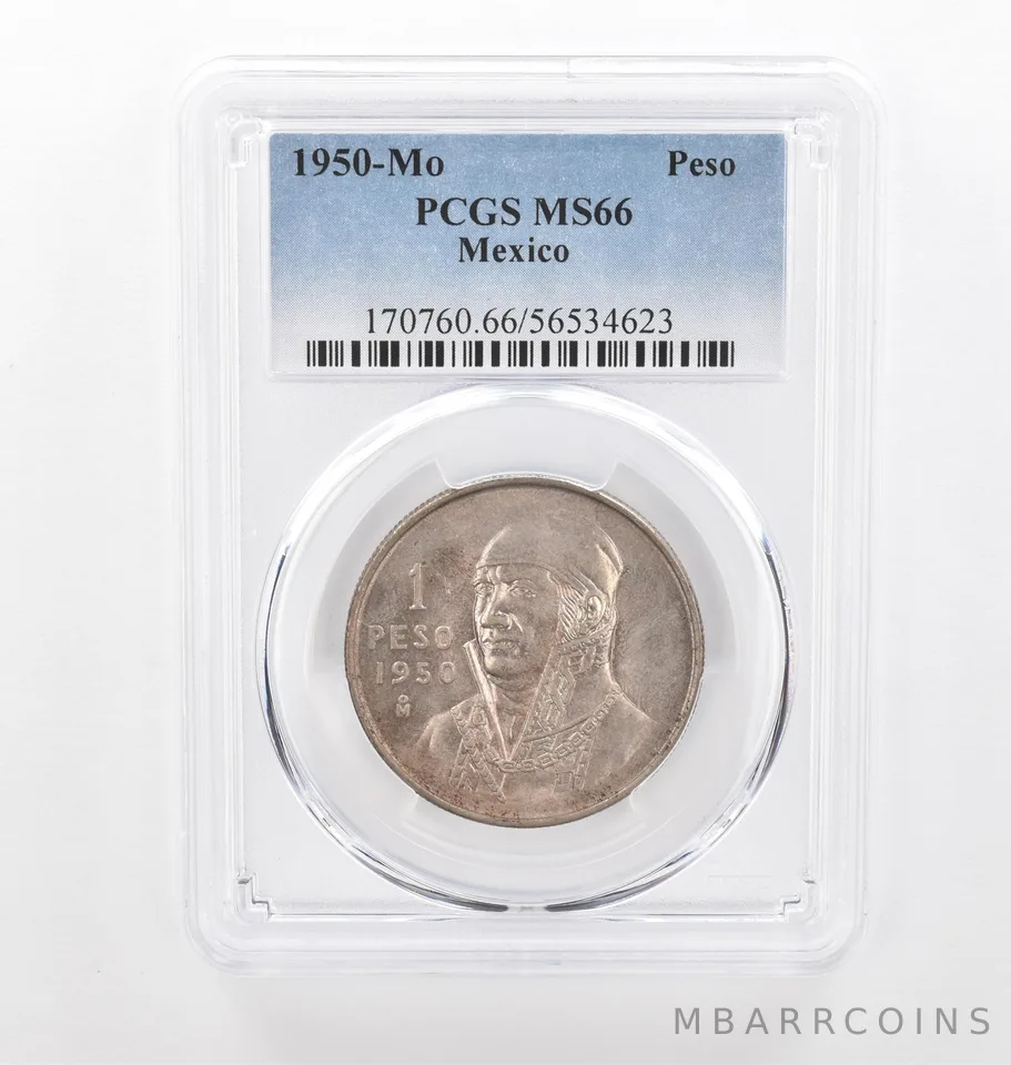 1950 Mo Mexico Peso MS66 PCGS Beautiful Tone *2125
