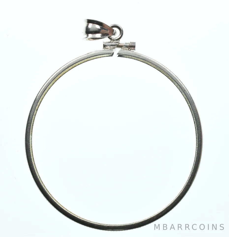 Sterling Silver 38 MM Morgan Silver Dollar Coin Bezel Pendant Frame Edge *2149