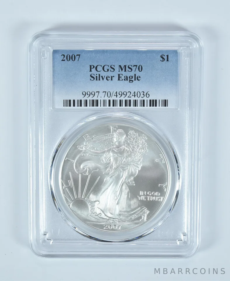 2007 American Silver Eagle MS70 PCGS Blue Label