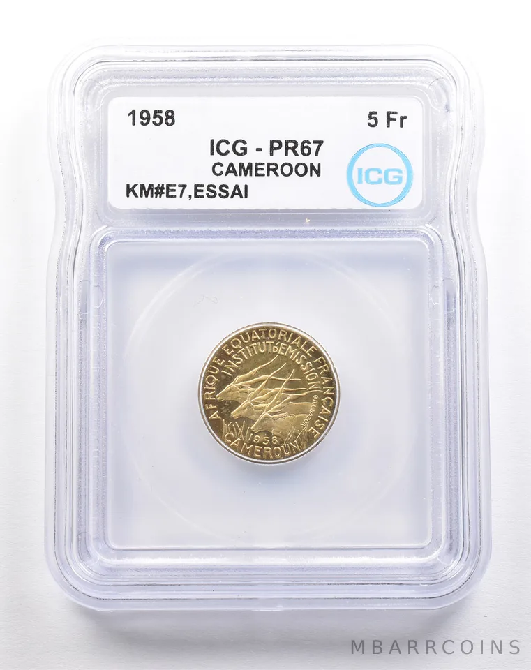1958 Cameroon 5 Francs KM#E7 Essai PR67 ICG *5482
