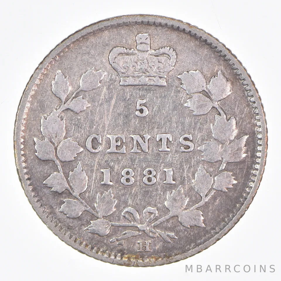 Better Date - 1881 Canada 5 Cents World Coin- Silver *129