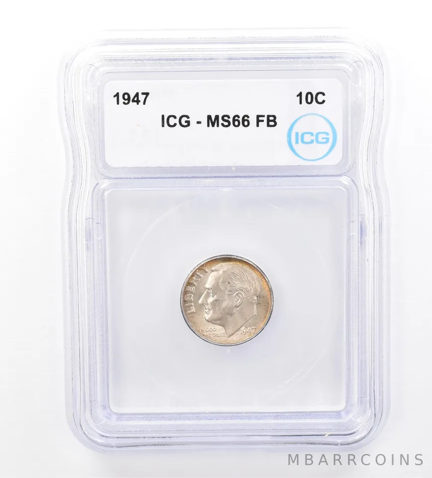 1947 Roosevelt Dime MS66 FB ICG Beautiful Tone *1697