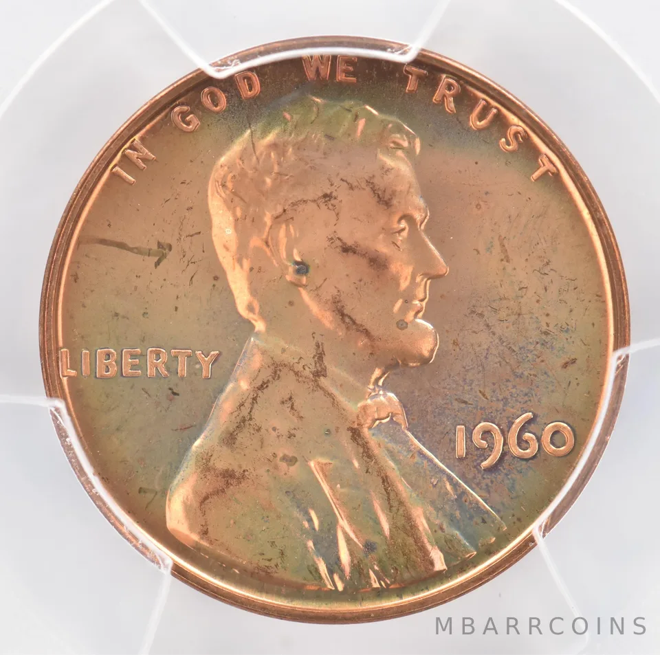 1960 Lincoln Memorial Cent Large Date PR64 RB PCGS Beautiful Tone *0972