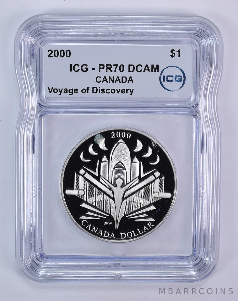 2000 Canada 1 Dollar Silver Voyage Of Discovery PR70 DCAM ICG