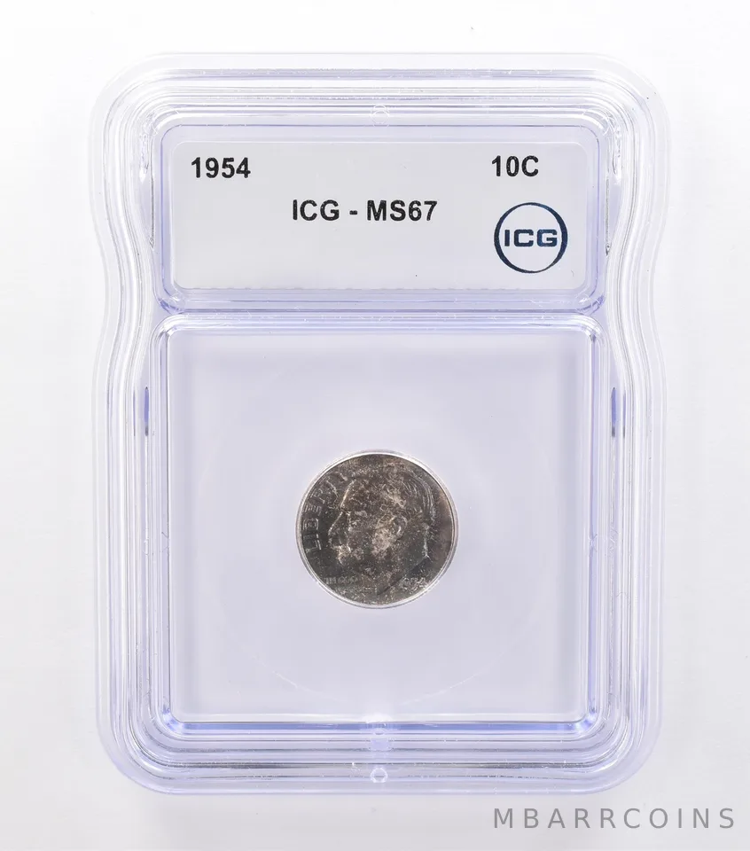 1954 Roosevelt Dime MS67 ICG Beautiful Tone *9214