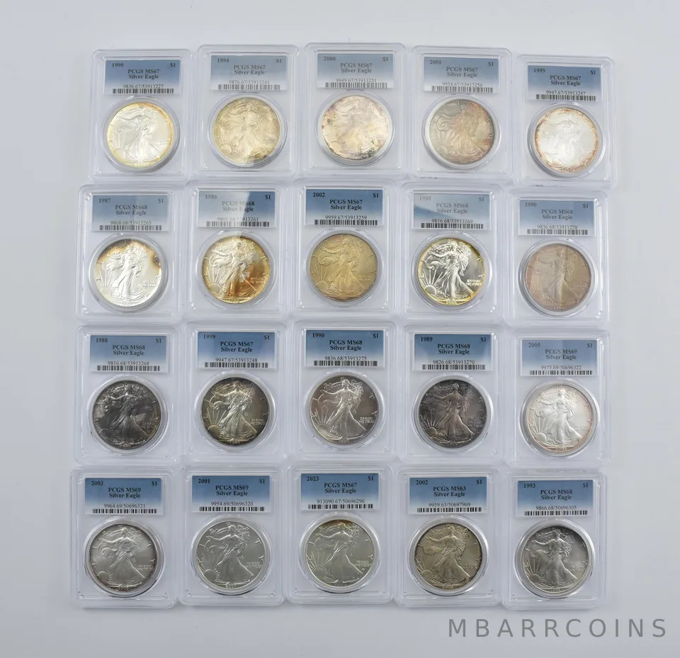 Lot (20) Nice Tone American Silver Eagle PCGS Holder *2901