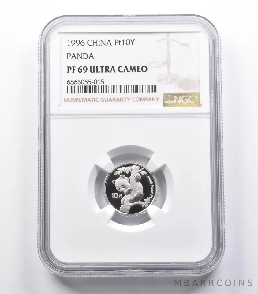 PF69 UCAM 1996 China 10 Yuan Platinum Panda NGC W/ CoA *3955