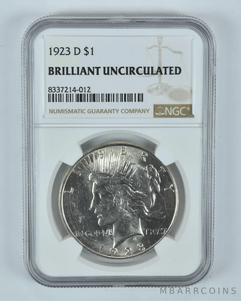 1923-D Peace Silver Dollar BU NGC Brown Label