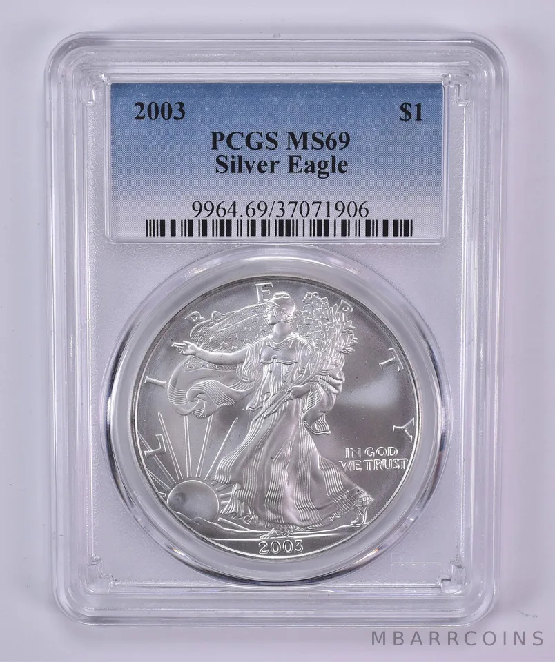 2003 American Silver Eagle MS69 PCGS Blue Label