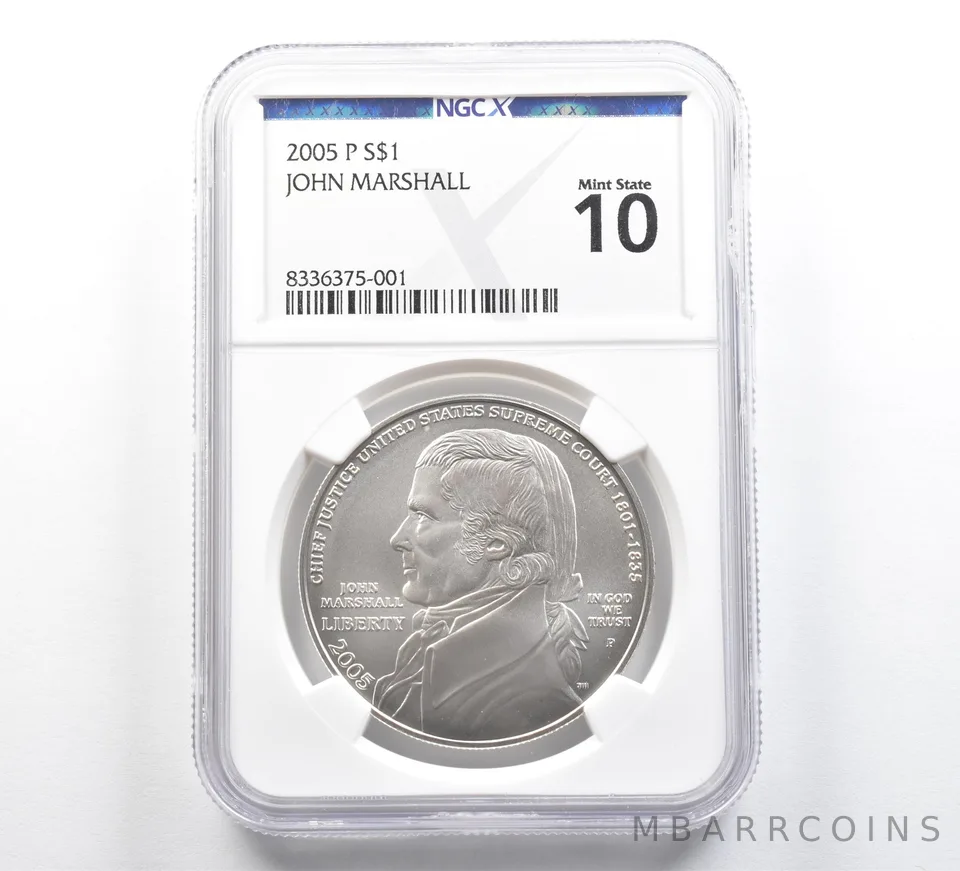 2005-P John Marshall Commemorative Silver Dollar Mint State 10 NGC X NGCX