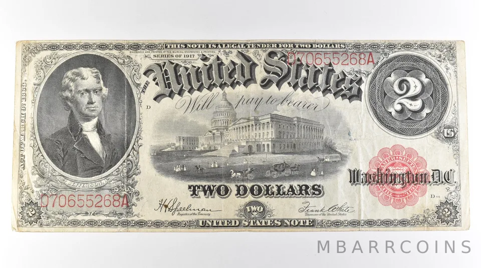 1917 $2 Legal Tender Large Note Red Seal *3085