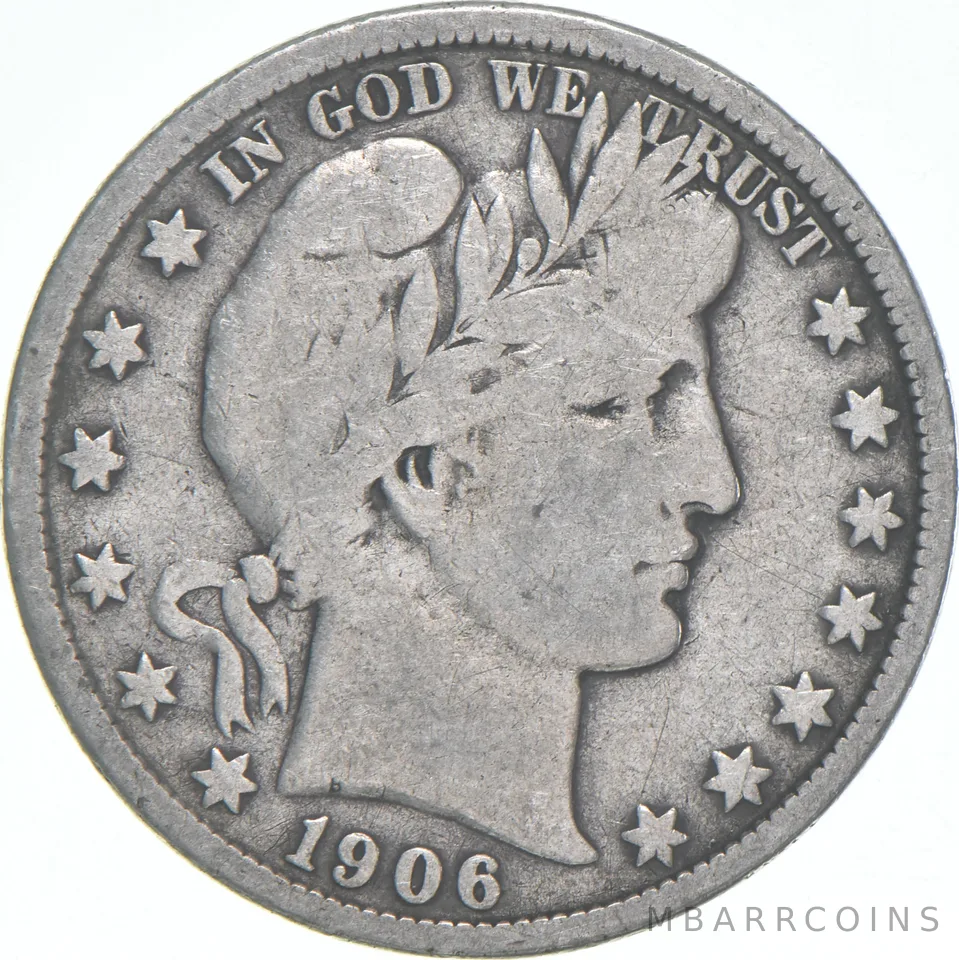 1906-D Barber Half Dollar Average Circ 90% Silver