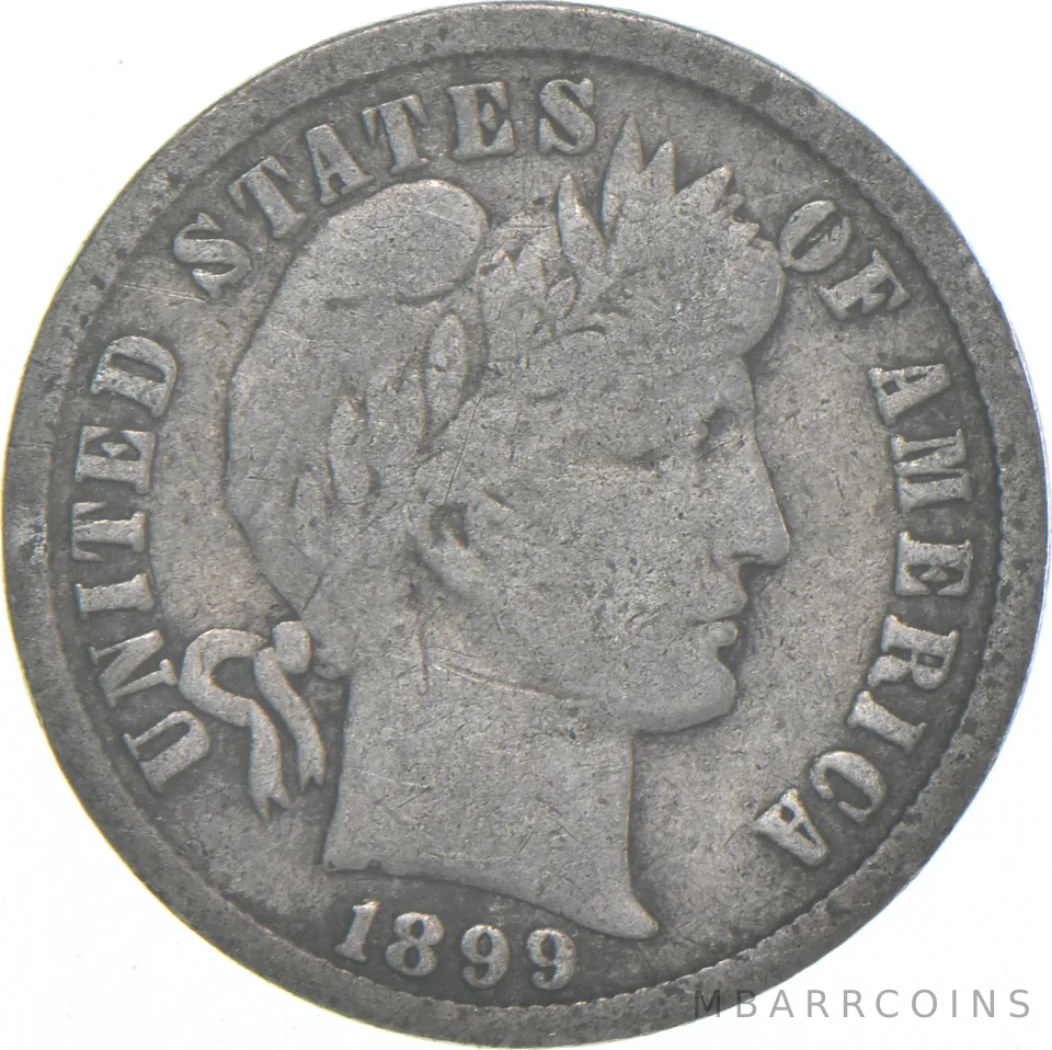 1899-P Barber Dime 90% Silver Average Circ