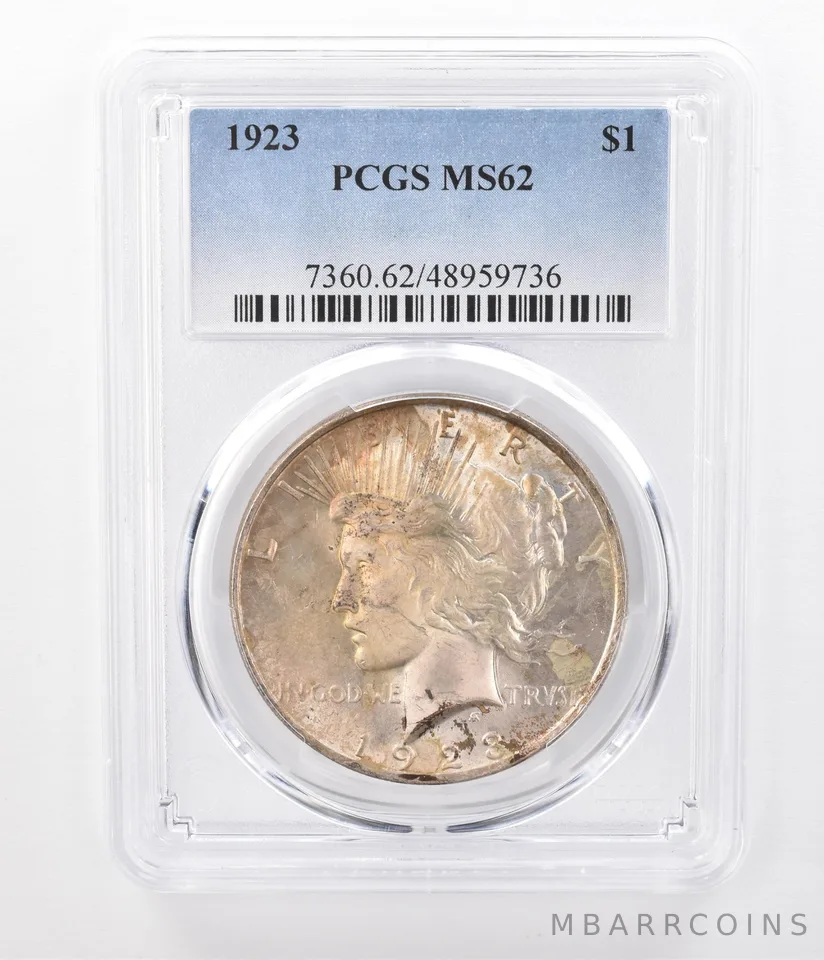 1923 Peace Silver Dollar MS62 PCGS Beautifully Toned *7485