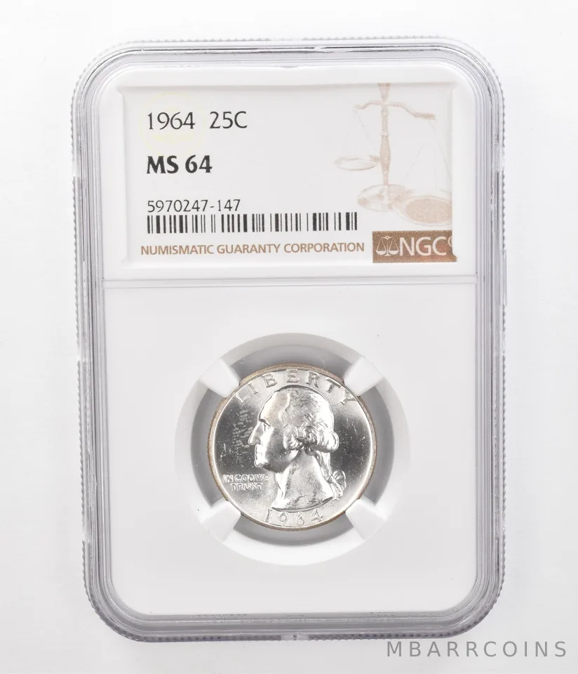 1964 Washington Quarter MS64 NGC Beautiful Tone Reverse *2356