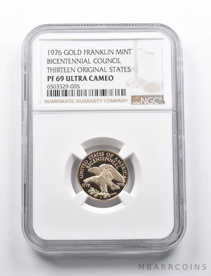PF69UCAM 1976 Bicentennial Council 13 Orig. States Gold Franklin Mint NGC a1325