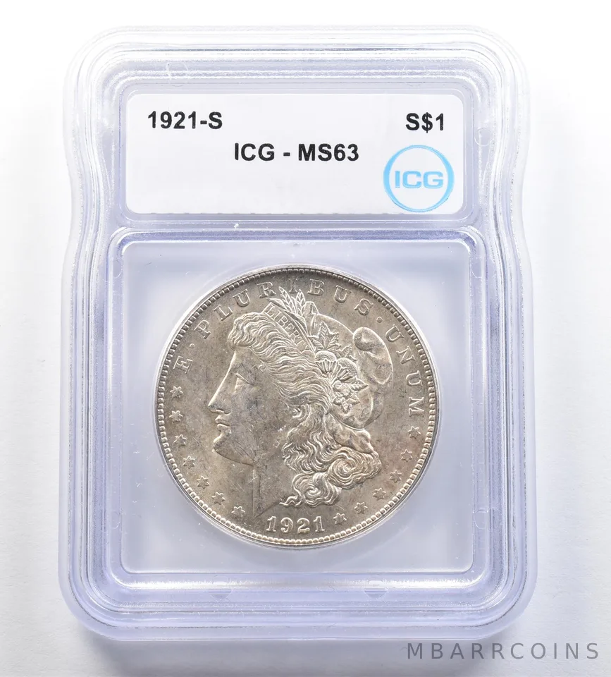 1921-S Morgan Silver Dollar MS63 ICG *7185