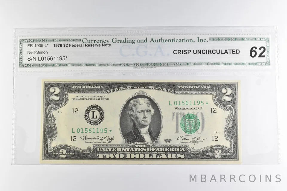 $2 1976 San Francisco, CA US FRN Green Seal FR-1935-L* *8168