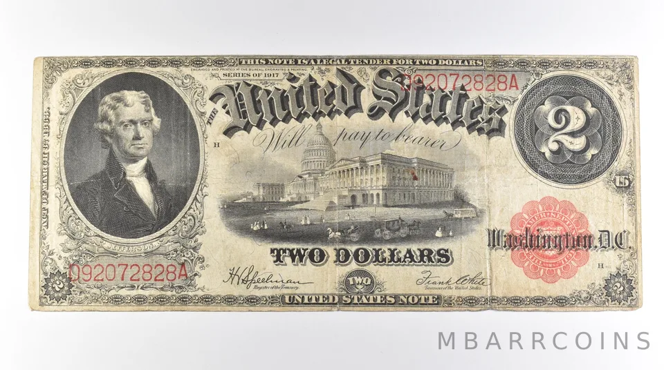 1917 $2 Legal Tender Large Note Red Seal FR#60 *0645