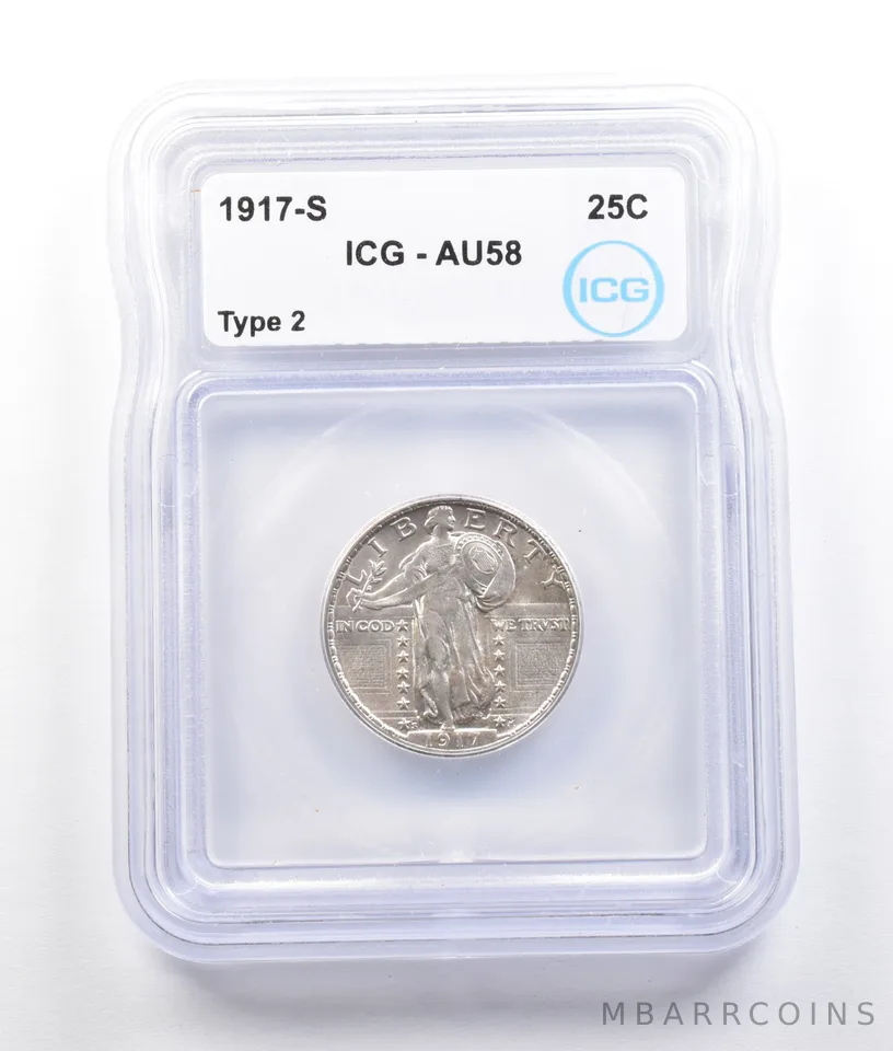 1917-S Standing Liberty Quarter Type 2 AU58 ICG *2742