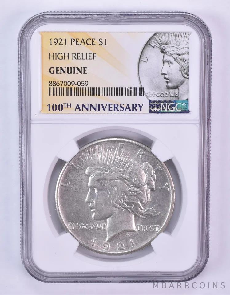 1921 Peace Silver Dollar High Relief Genuine NGC *1094