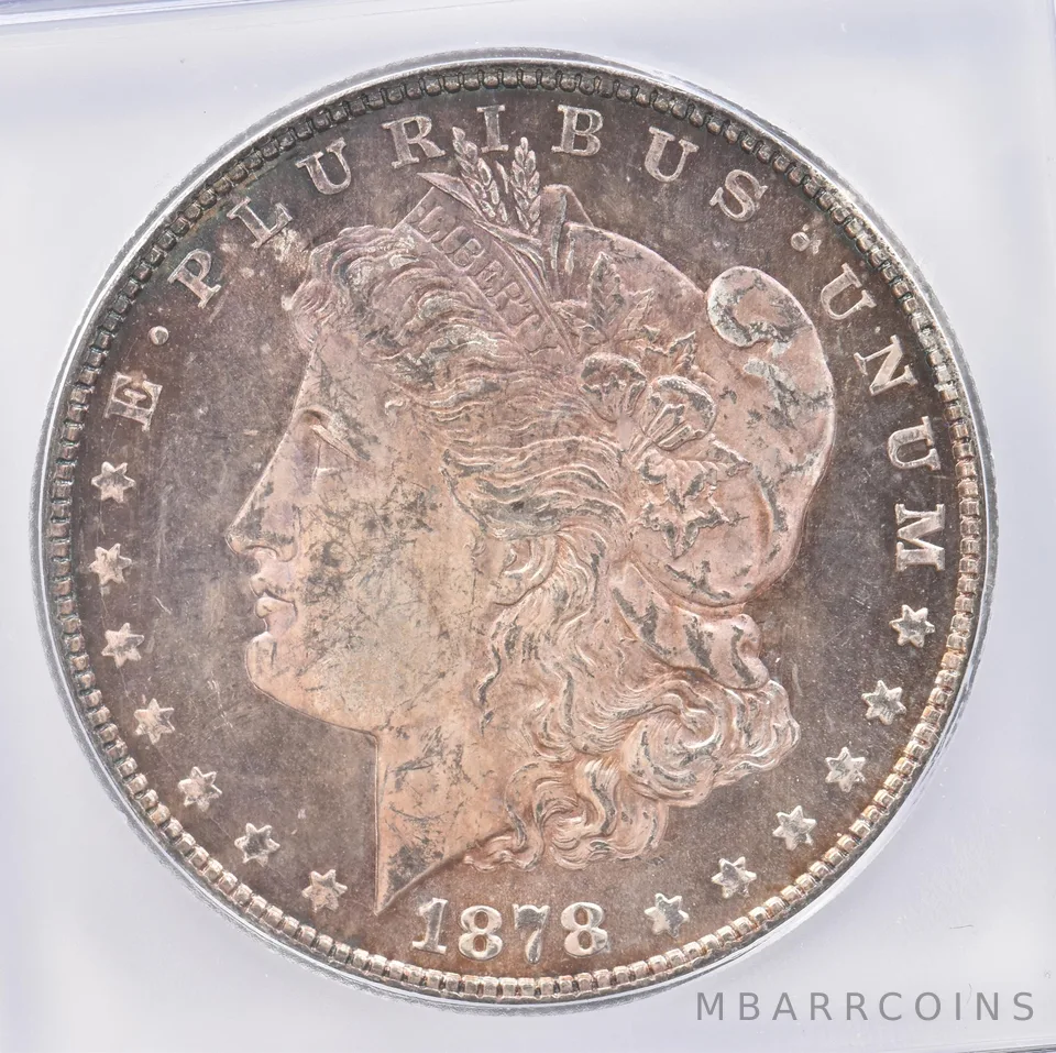 1878 8TF Morgan Silver Dollar MS64+ ICG Beautiful Tone *0833