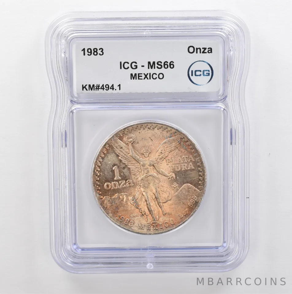 1983 Mo Mexico 1 Onza Silver Libertad KM#494.1 MS66 ICG Beautiful Tone *5345