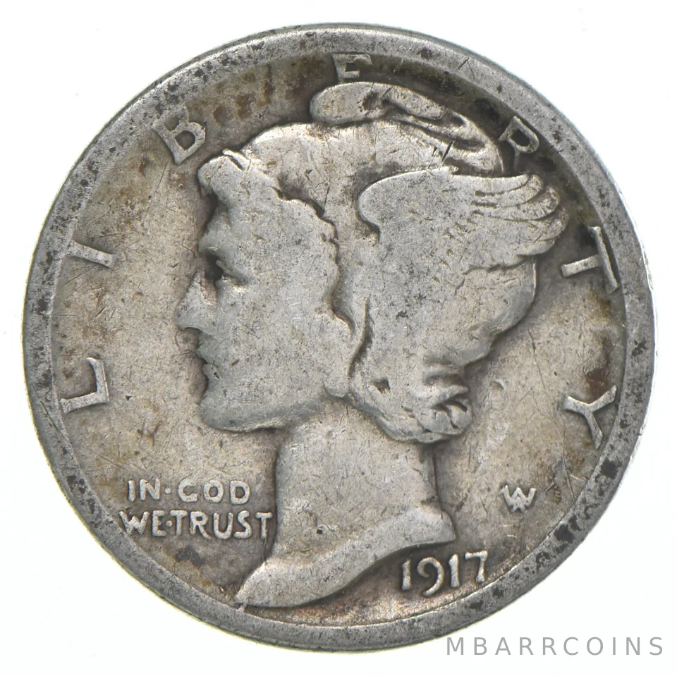 G+ 1917-S Mercury 90% Silver Dime