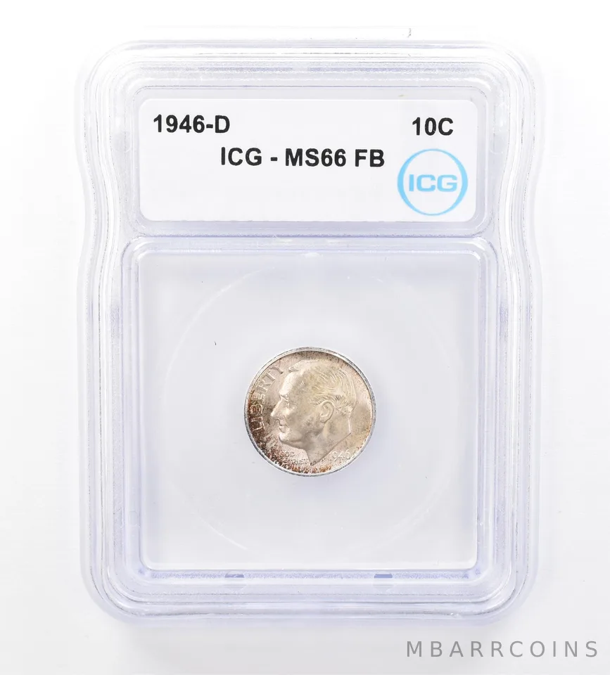 1946-D Roosevelt Dime MS66 FB ICG Beautiful Tone *1669