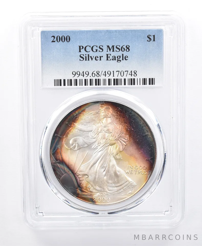 2000 American Silver Eagle MS68 PCGS Peripheral Tone *8651