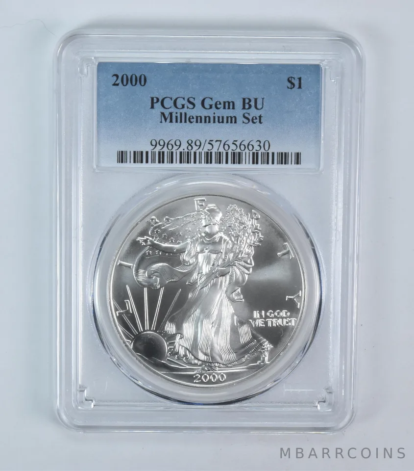 2000 American Silver Eagle Millennium Set Gem BU PCGS Blue Label
